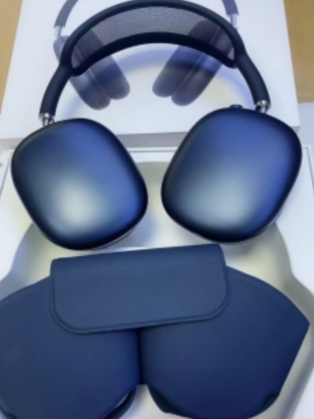 Apple AirPods Max Over-Ear Headphones in Navy Blue and red